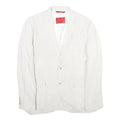 ZARA Mens White Casual Jacket L Woven Button Closure Classic Blazer Linen Look