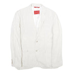 ZARA Mens White Casual Jacket L Woven Button Closure Classic Blazer Linen Look