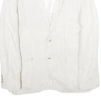 ZARA Mens White Casual Jacket L Woven Button Closure Classic Blazer Linen Look