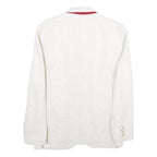 ZARA Mens White Casual Jacket L Woven Button Closure Classic Blazer Linen Look