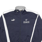 PUMA Mens Navy Blue & White Track Jacket L Polyester Zip Plain Sportswear Casual