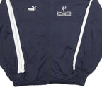 PUMA Mens Navy Blue & White Track Jacket L Polyester Zip Plain Sportswear Casual