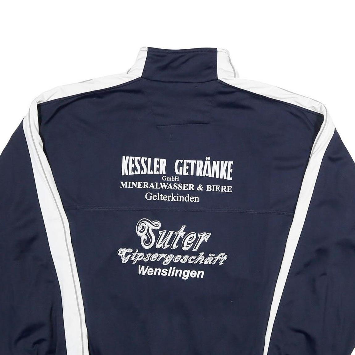 PUMA Mens Navy Blue & White Track Jacket L Polyester Zip Plain Sportswear Casual