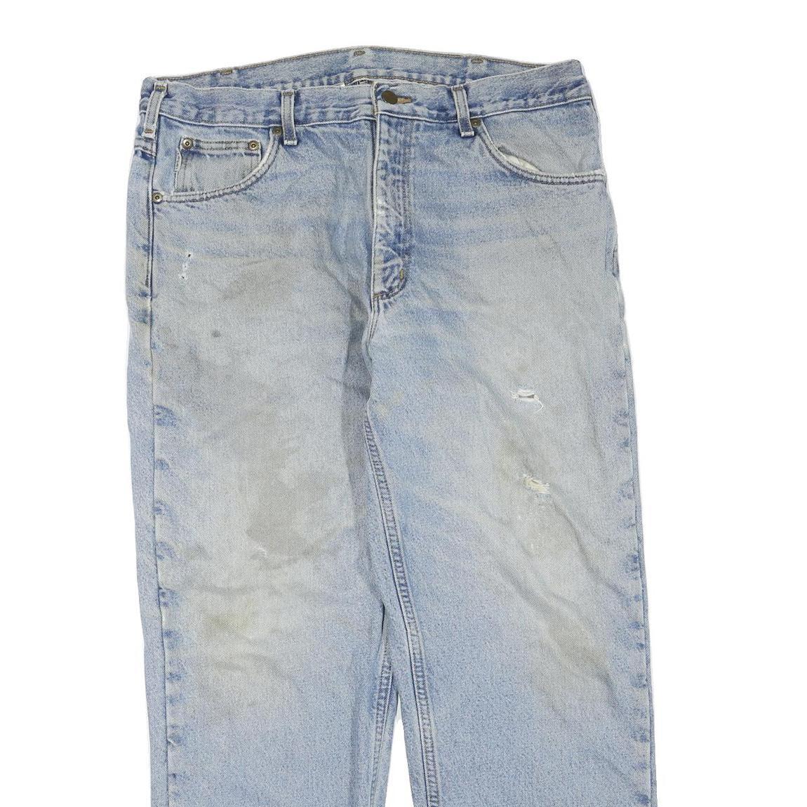 CARHARTT Mens Regular Fit Light Blue Denim Jeans W36 L30 Workwear Zip Closure