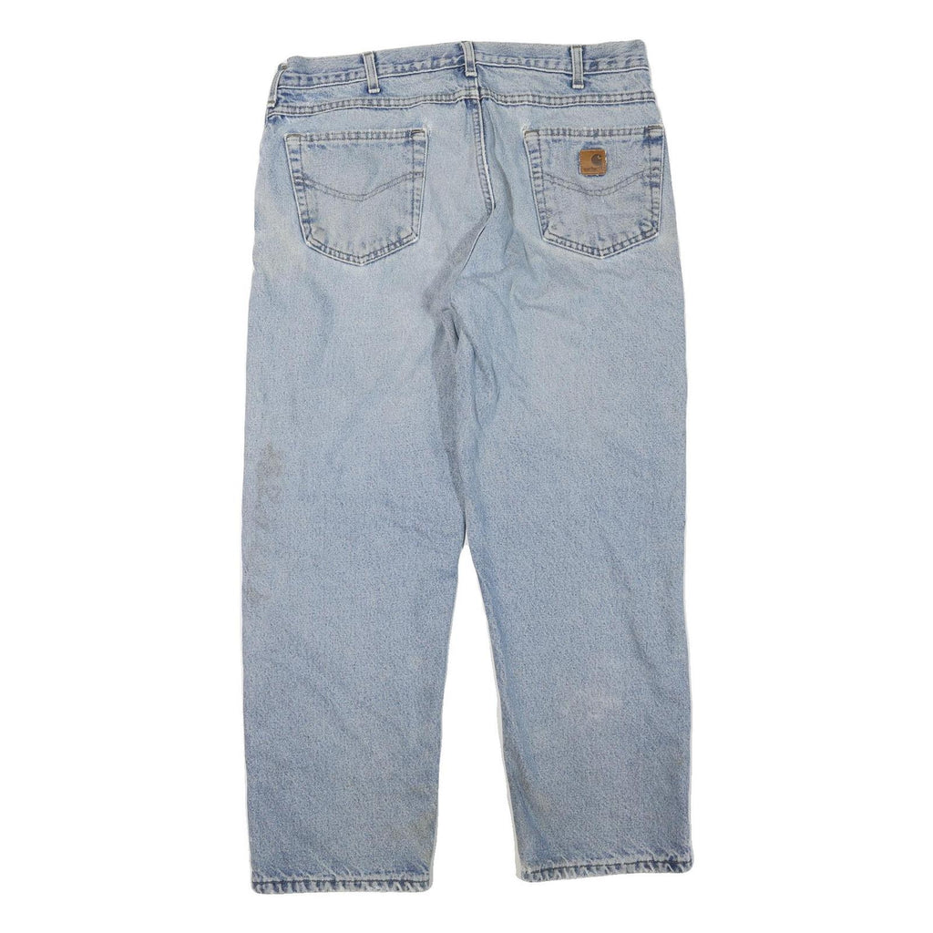 CARHARTT Mens Regular Fit Light Blue Denim Jeans W36 L30 Workwear Zip Closure