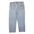 CARHARTT Mens Regular Fit Light Blue Denim Jeans W36 L30 Workwear Zip Closure