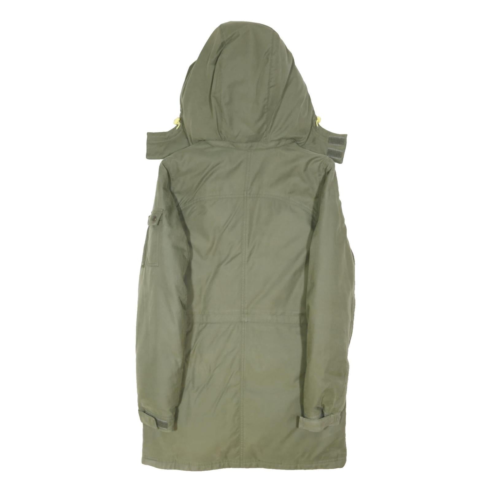 PUMA Womens Green & Yellow Outdoor Jacket M Cotton Blend Zip Hooded Casual