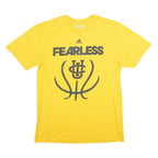 ADIDAS Mens Yellow Fearless Graphic T-Shirt L Short Sleeve Crew Neck Cotton