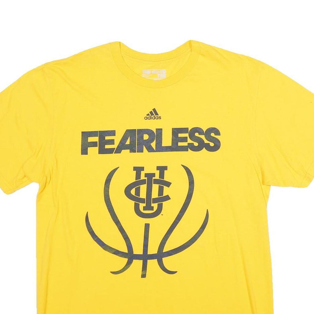 ADIDAS Mens Yellow Fearless Graphic T-Shirt L Short Sleeve Crew Neck Cotton