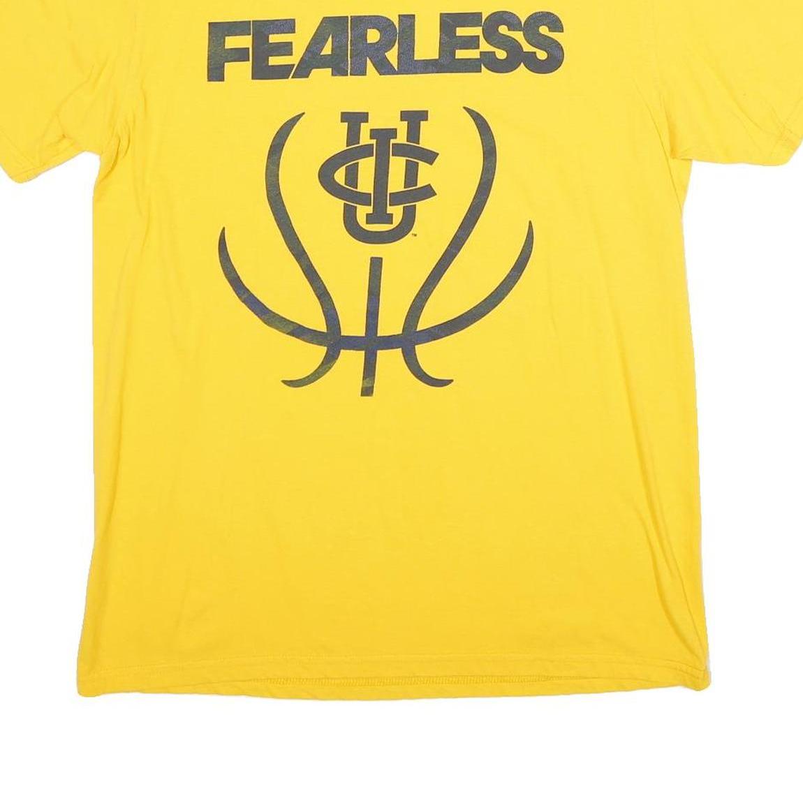 ADIDAS Mens Yellow Fearless Graphic T-Shirt L Short Sleeve Crew Neck Cotton