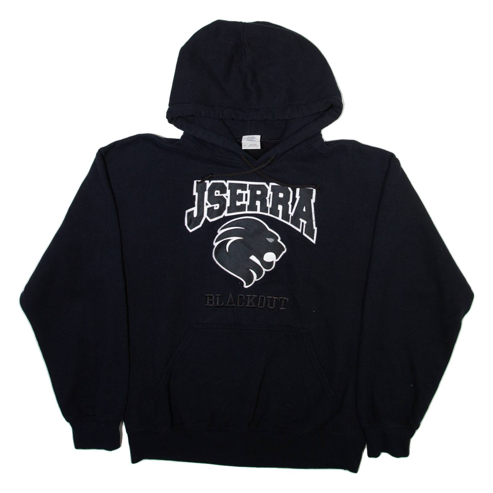 GILDAN Jserra Blackout Mens Black Hoodie USA M