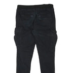 H&M Mens Cotton Blend Black Slim Cargo Trousers W31 L29 Drawstring Waist