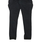 H&M Mens Cotton Blend Black Slim Cargo Trousers W31 L29 Drawstring Waist