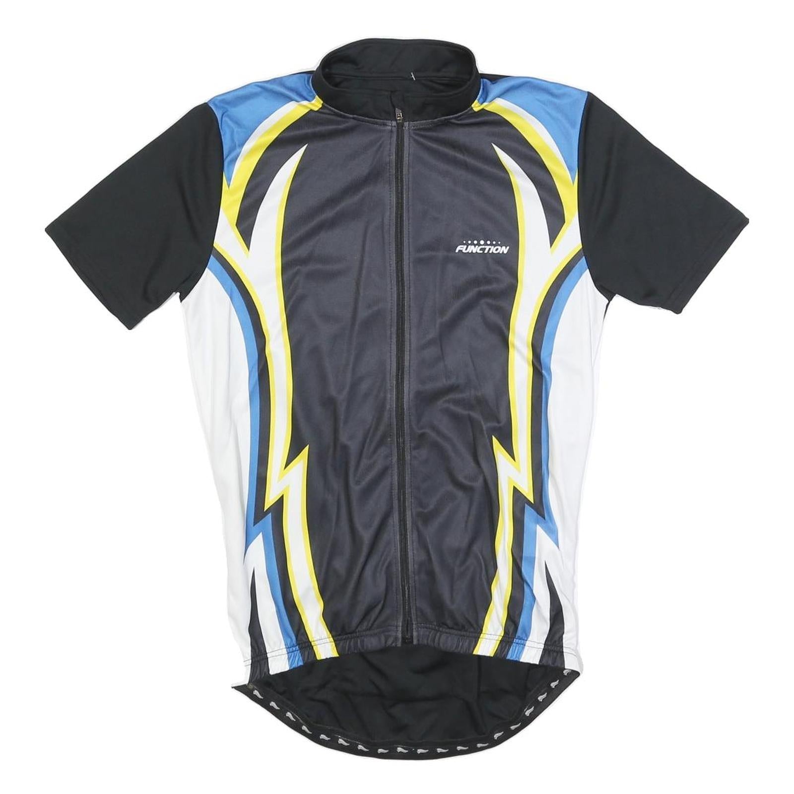 CRIVIT Mens Black Blue & Yellow Cycling Jersey M Short Sleeve Zip Front