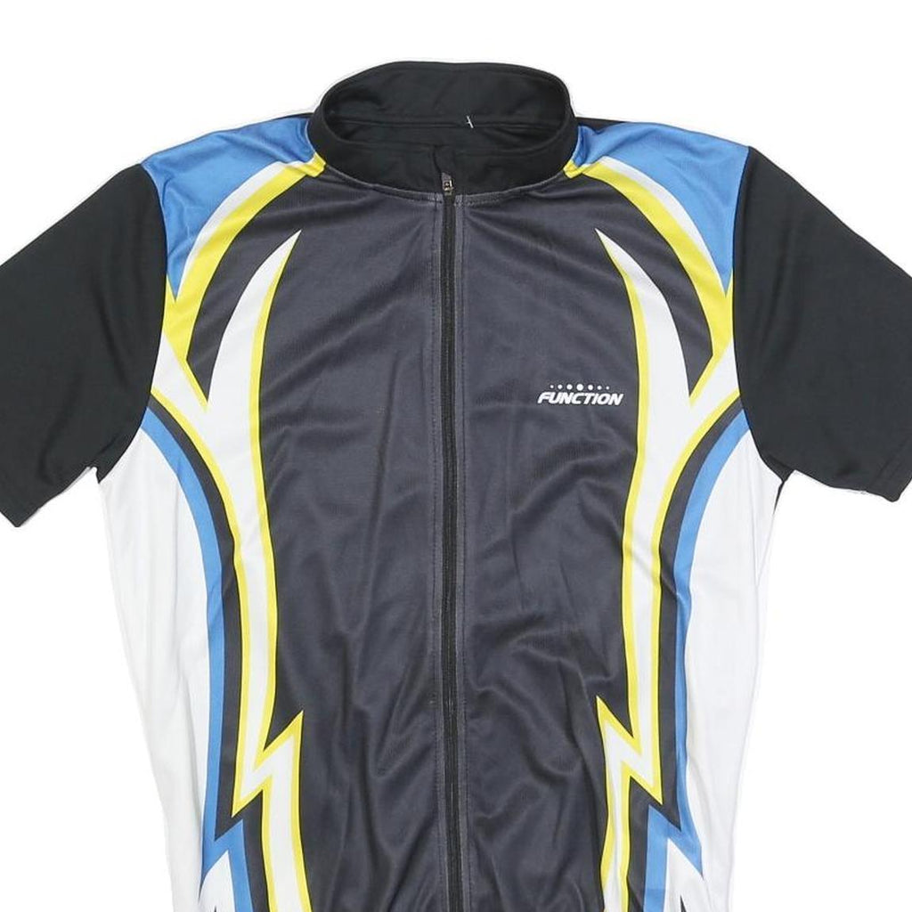 CRIVIT Mens Black Blue & Yellow Cycling Jersey M Short Sleeve Zip Front