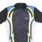 CRIVIT Mens Black Blue & Yellow Cycling Jersey M Short Sleeve Zip Front