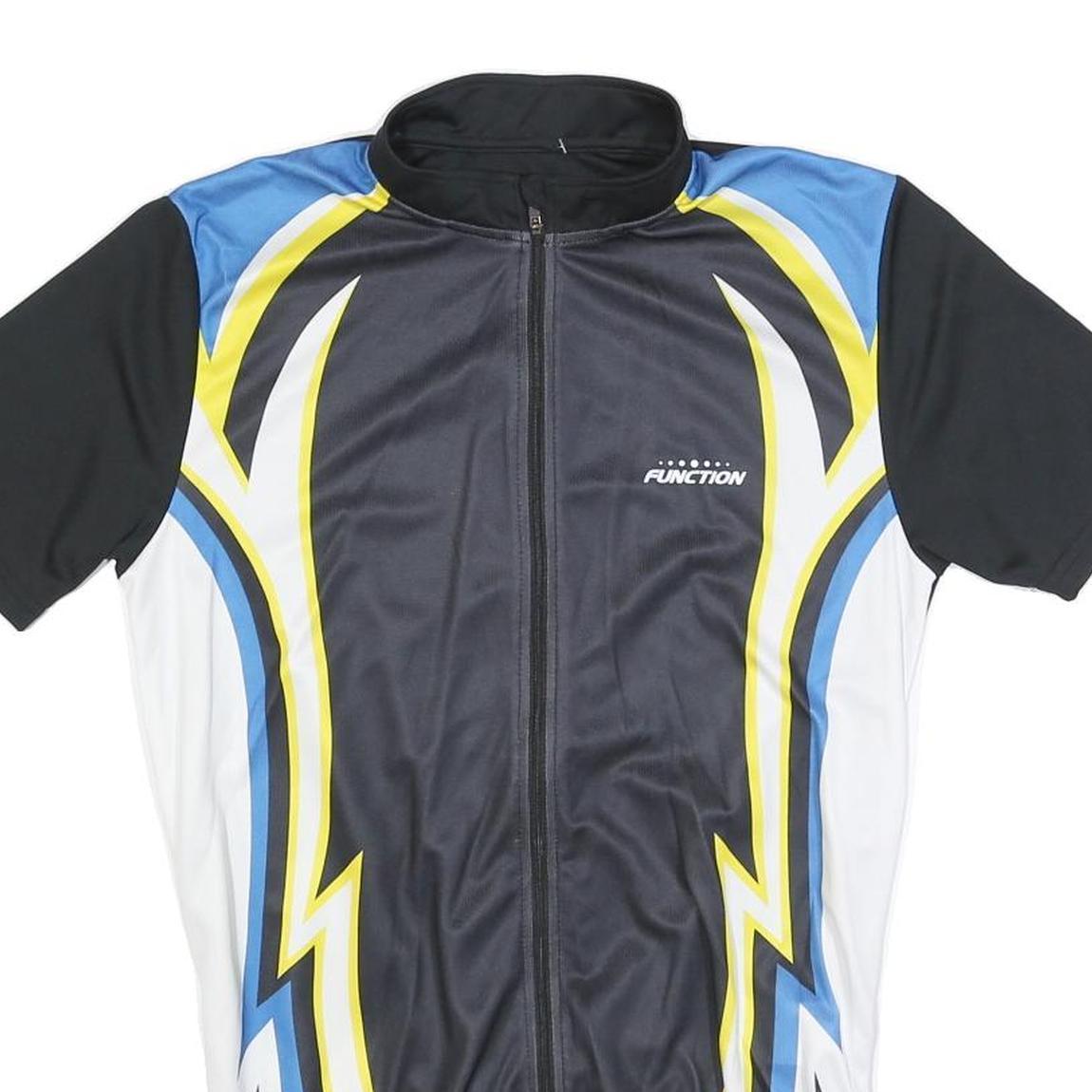 CRIVIT Mens Black Blue & Yellow Cycling Jersey M Short Sleeve Zip Front