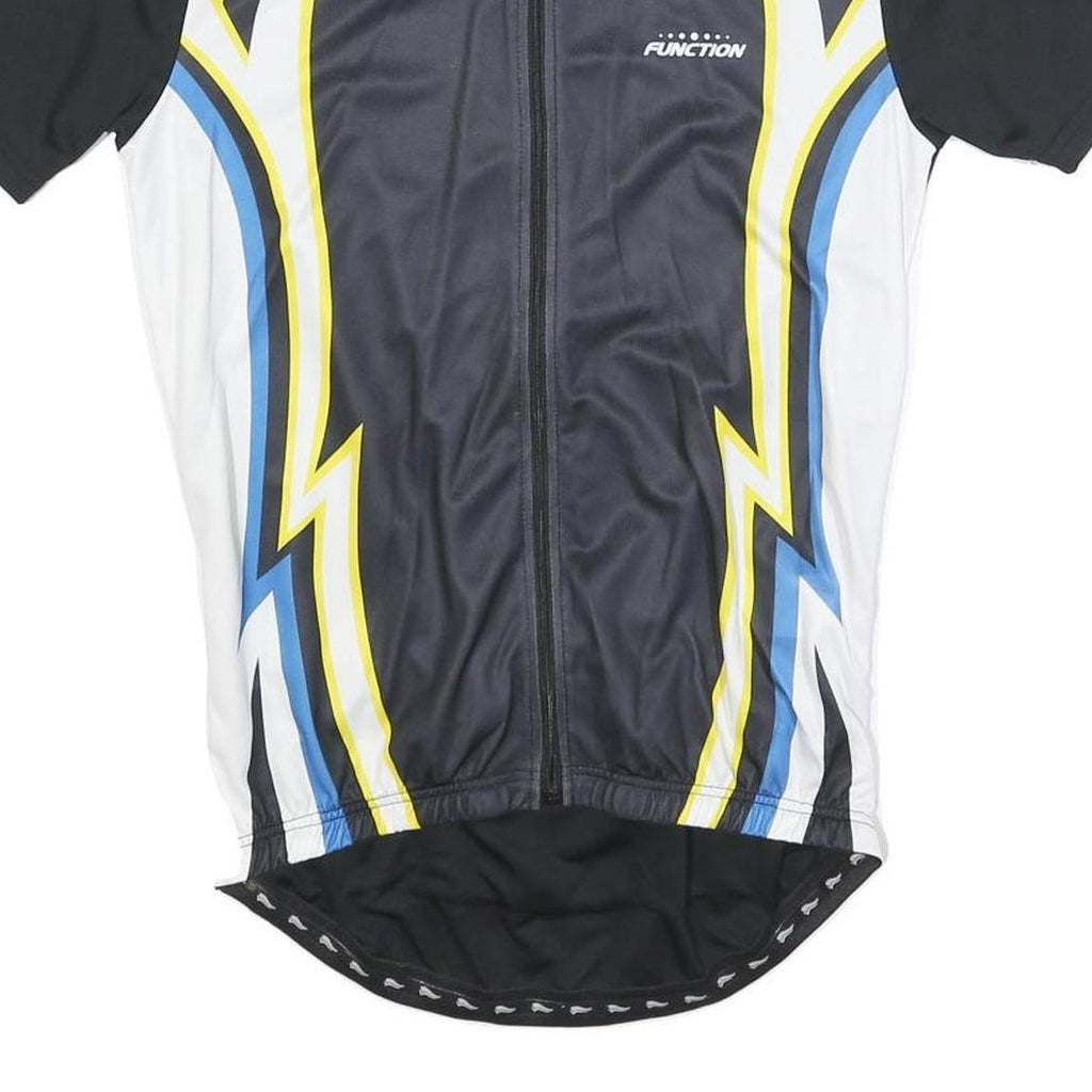 CRIVIT Mens Black Blue & Yellow Cycling Jersey M Short Sleeve Zip Front