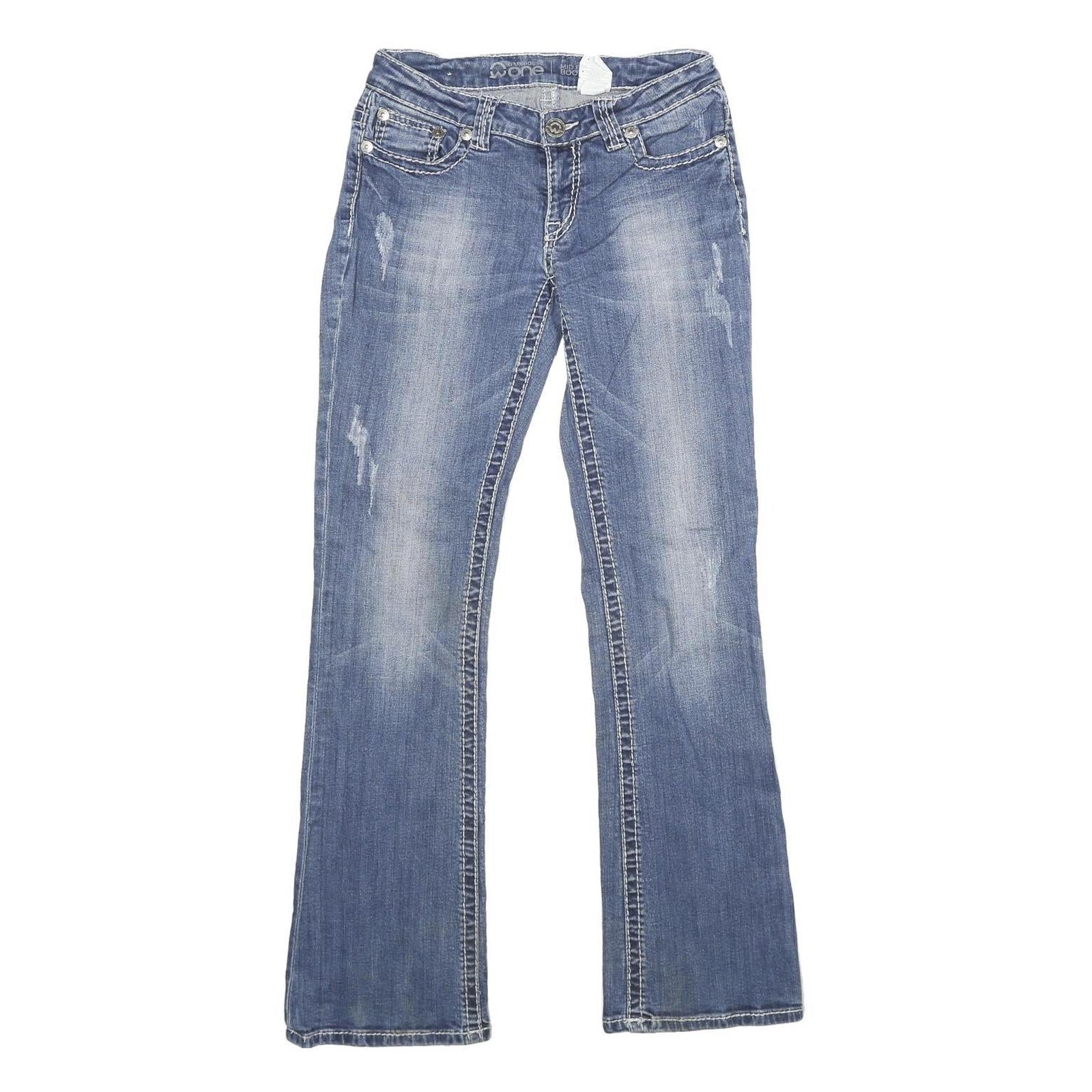 WAREHOUSE ONE Womens Jeans Blue Regular Bootcut Denim Medium W27 L32 Stylish