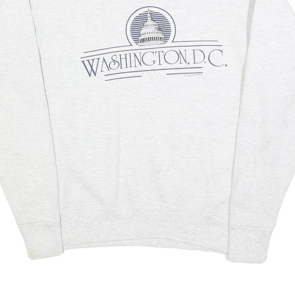 VOULUNTEER Womens White Washington D.C. Crew Neck L Cotton Blend Sweatshirt
