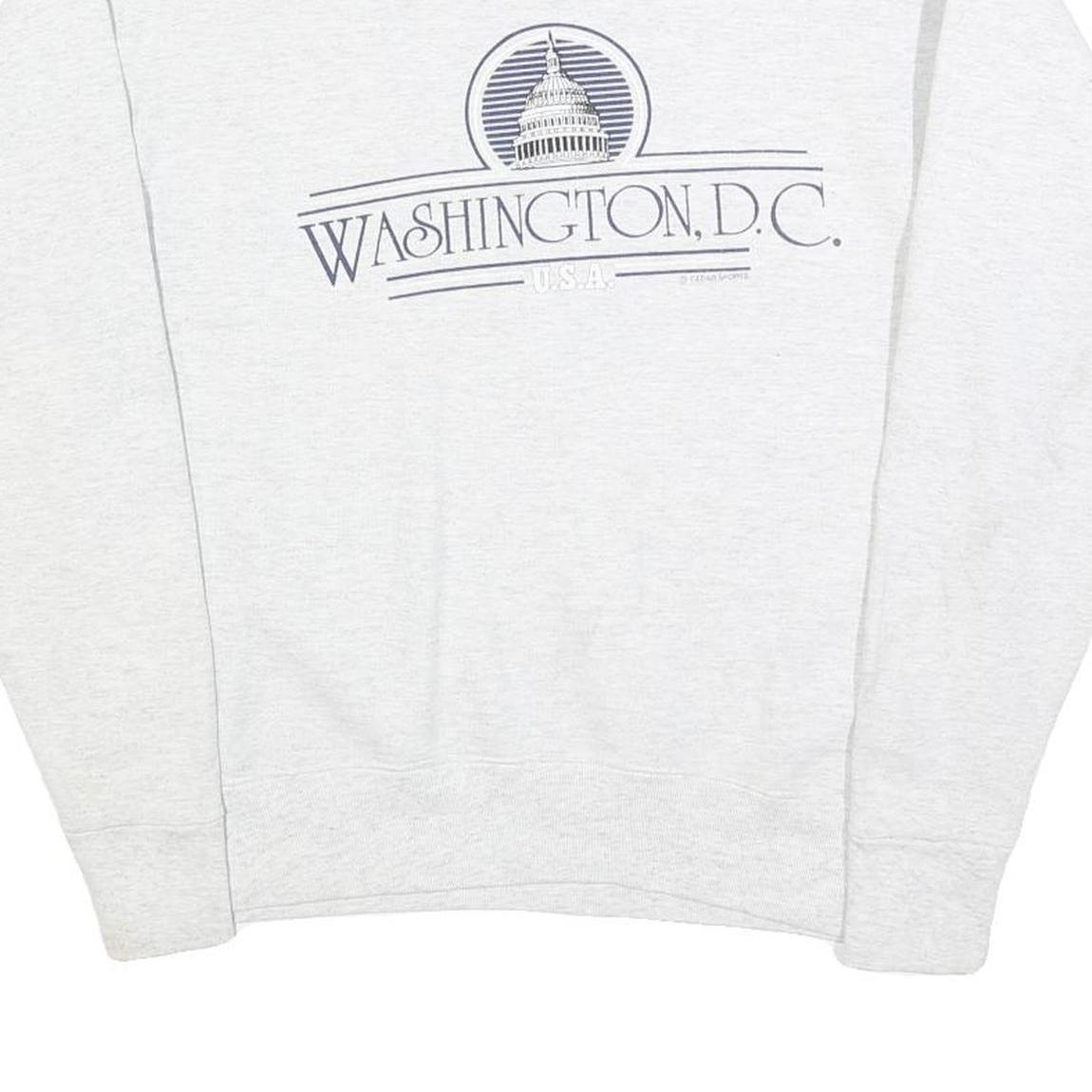 VOULUNTEER Womens White Washington D.C. Crew Neck L Cotton Blend Sweatshirt