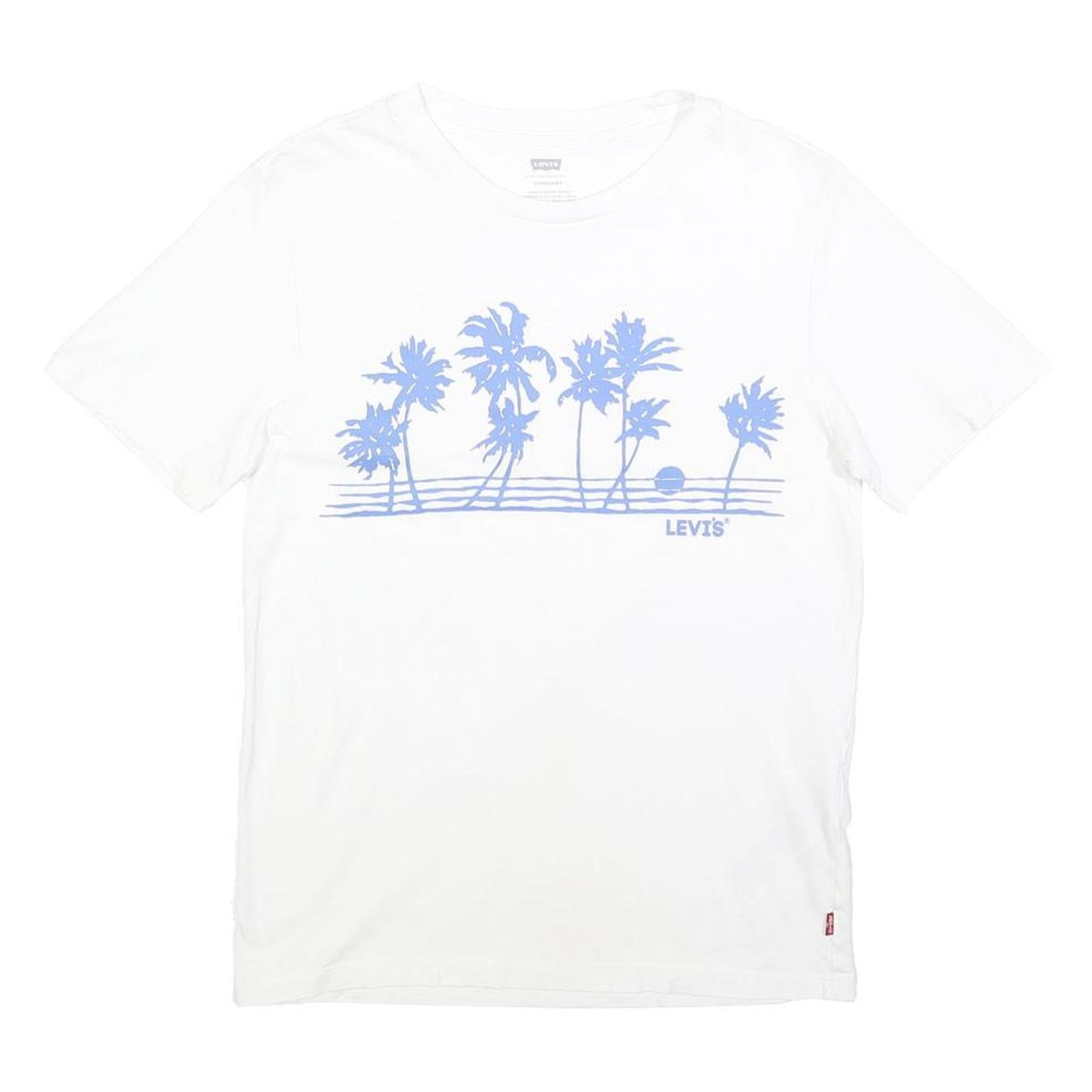 LEVI'S Womens White T-Shirt XS Short Sleeve Crew Neck Palm Tree Graphic