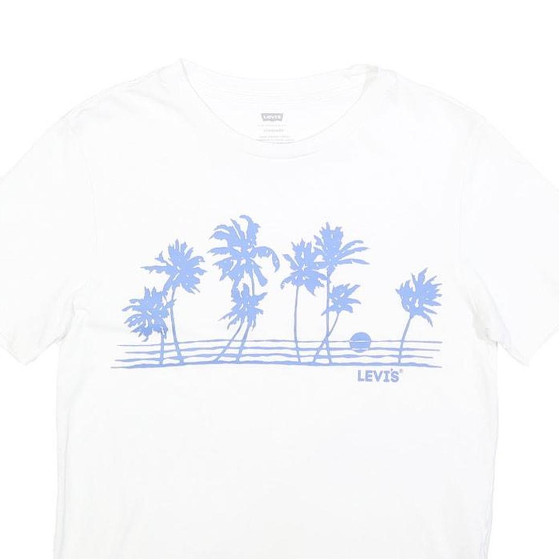 LEVI'S Womens White T-Shirt XS Short Sleeve Crew Neck Palm Tree Graphic