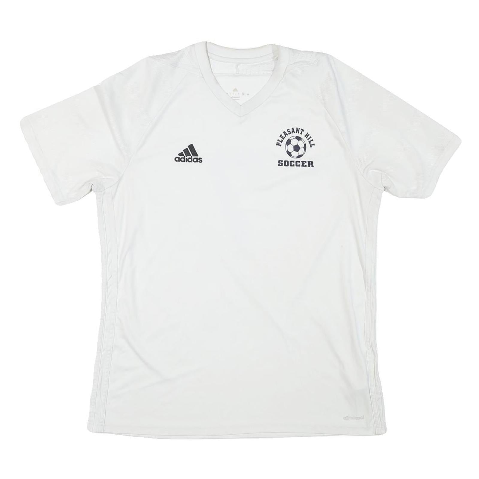 ADIDAS Mens White Pleasant Hill Soccer Graphic T-Shirt L Short Sleeve V-Neck