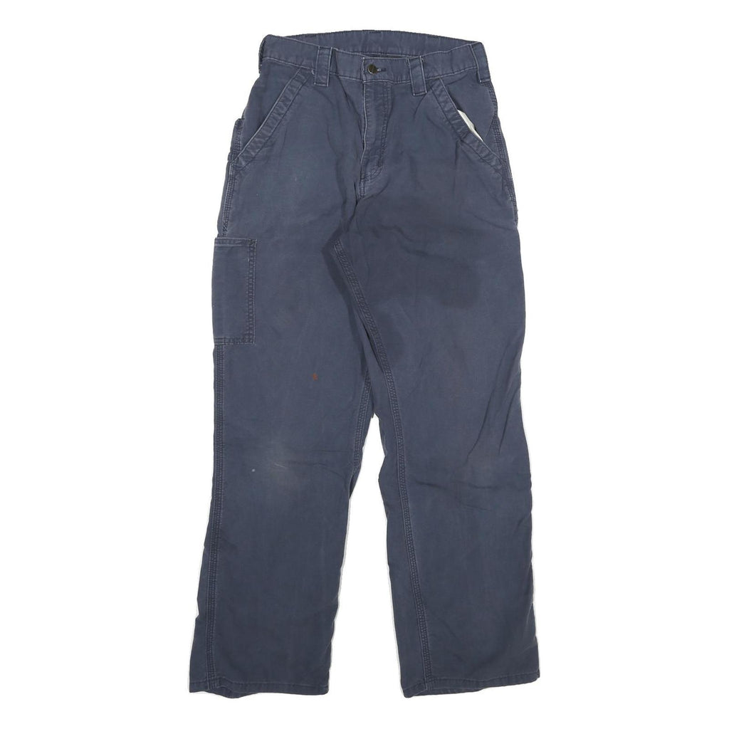 CARHARTT Mens Blue Relaxed Straight Trousers W28 L30 Workwear Zip Closure