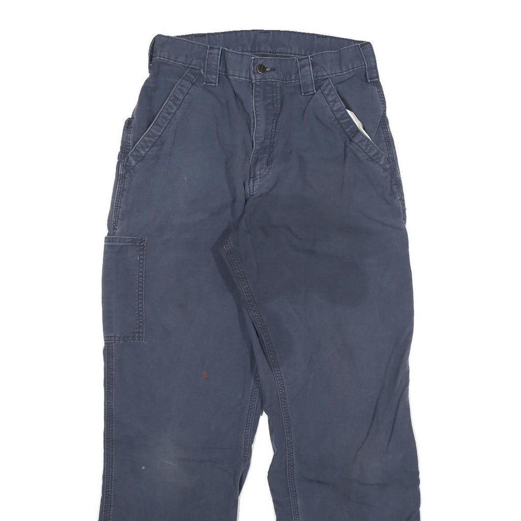 CARHARTT Mens Blue Relaxed Straight Trousers W28 L30 Workwear Zip Closure