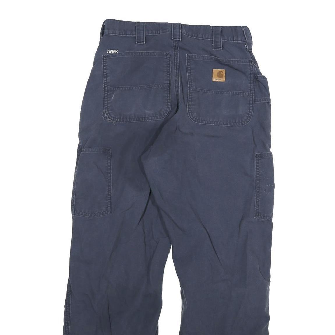 CARHARTT Mens Blue Relaxed Straight Trousers W28 L30 Workwear Zip Closure