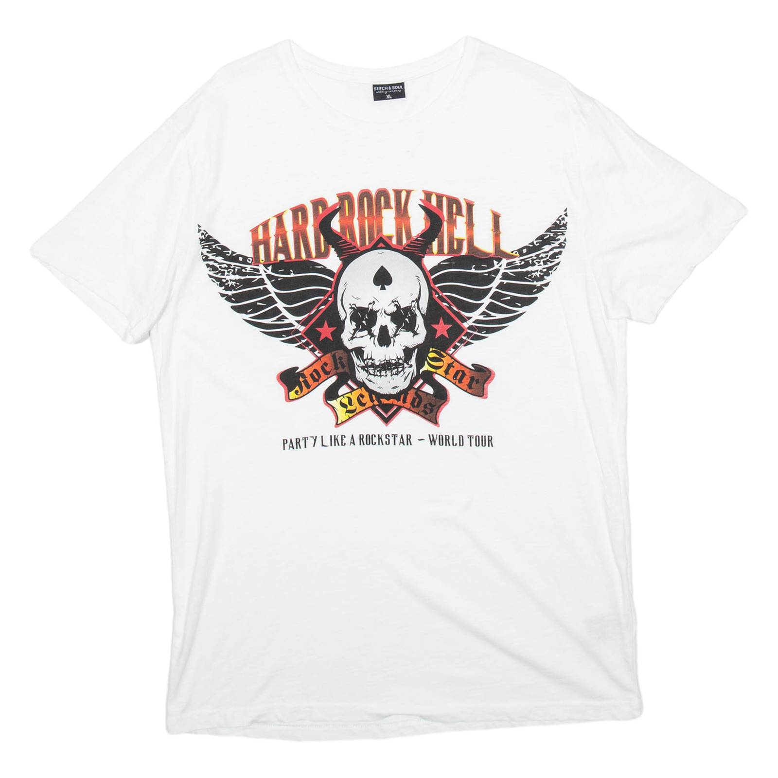 STITCH & SOUL Mens Band T-Shirt White XL