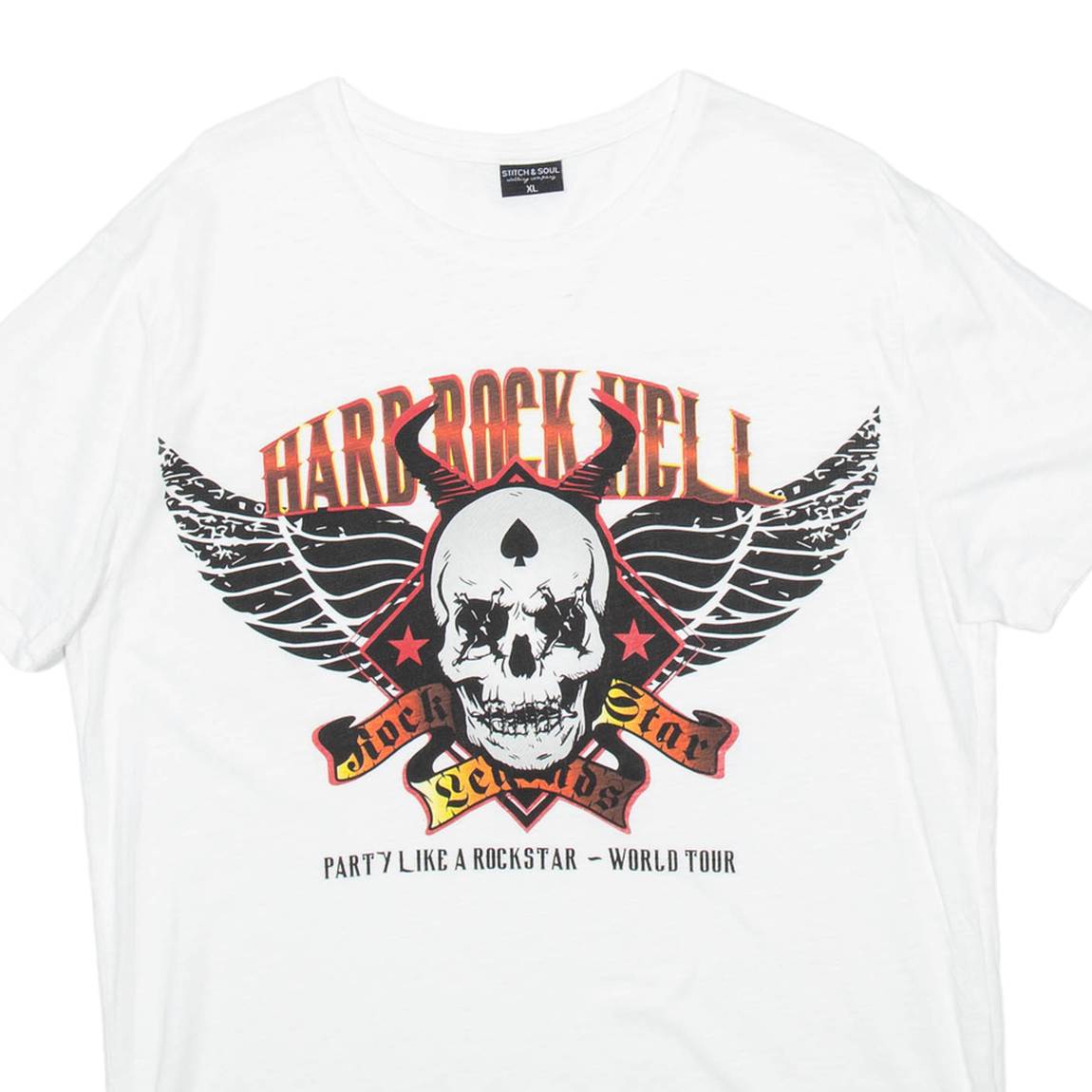 STITCH & SOUL Mens Band T-Shirt White XL
