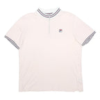 FILA Mens White Half Zip Polo Collar T-Shirt XL Short Sleeve Sport Casual