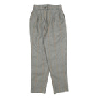Womens Regular Fit Check Grey Trousers W25 L25 Stylish Classic Zip Closure