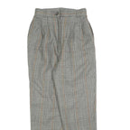 Womens Regular Fit Check Grey Trousers W25 L25 Stylish Classic Zip Closure