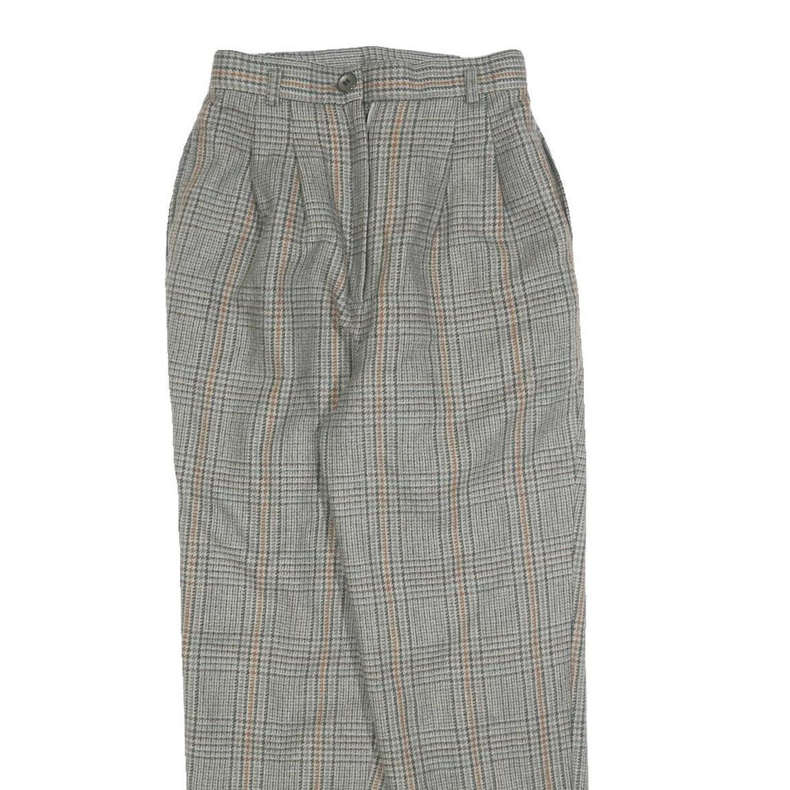 Womens Regular Fit Check Grey Trousers W25 L25 Stylish Classic Zip Closure