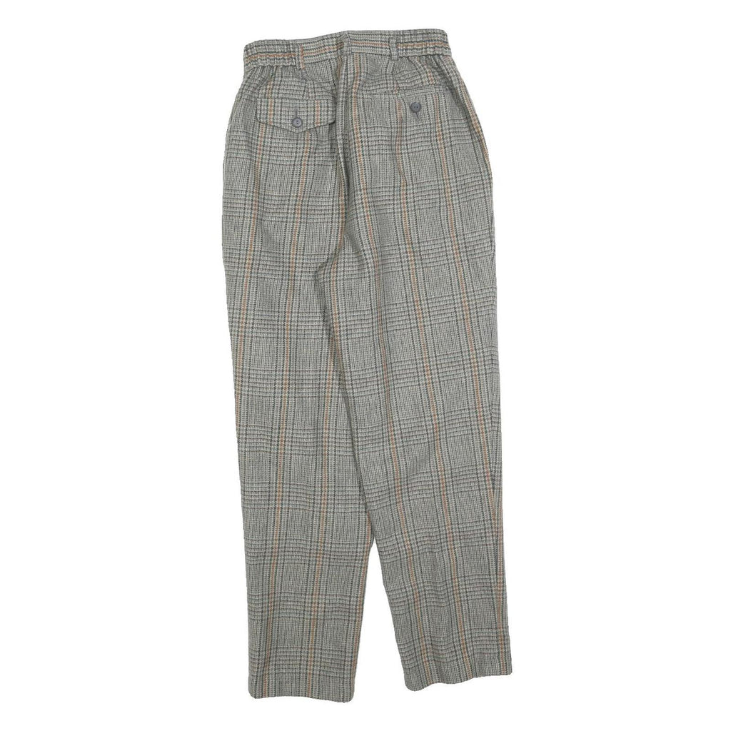 Womens Regular Fit Check Grey Trousers W25 L25 Stylish Classic Zip Closure
