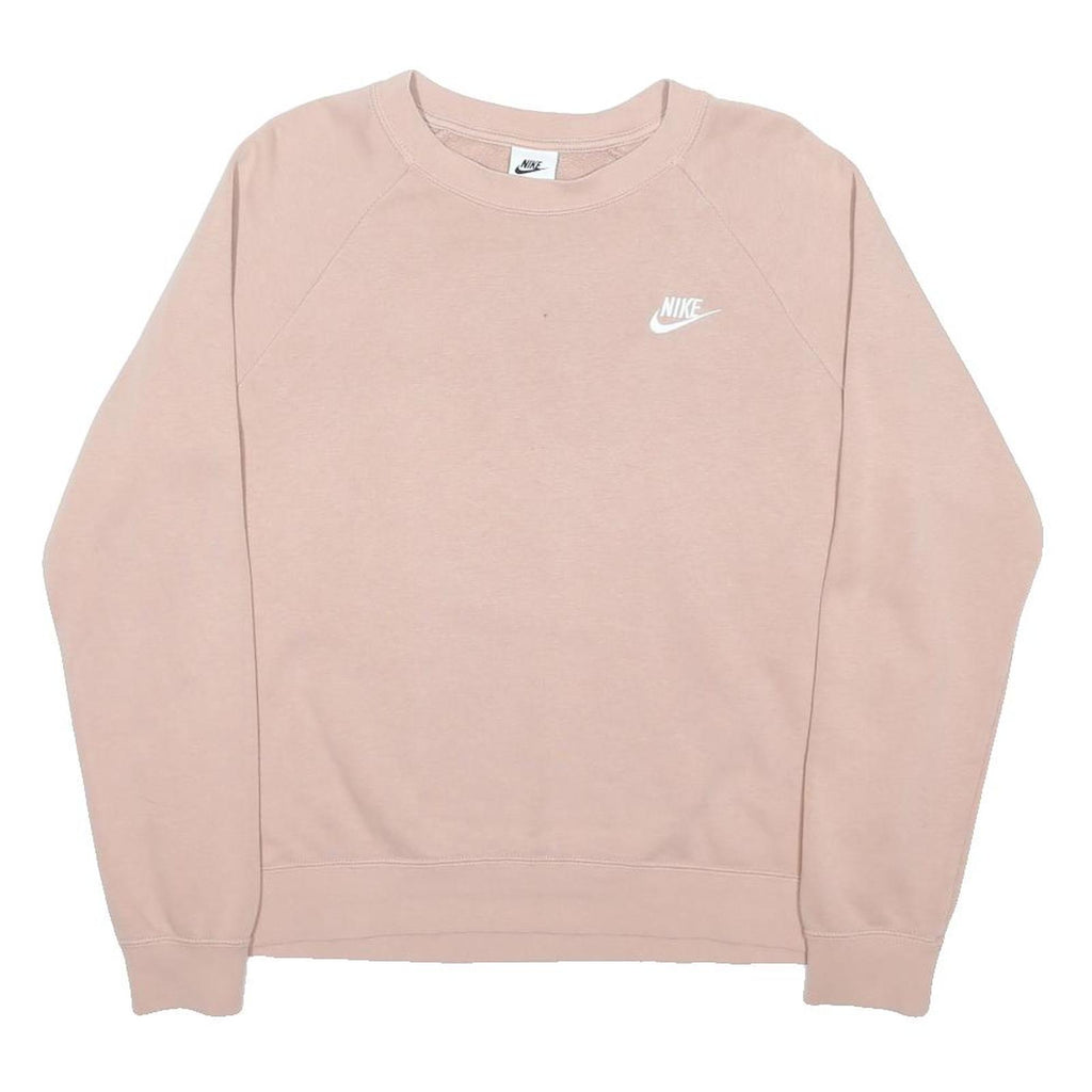 NIKE Womens Beige Sweatshirt Crew Neck L Cotton Blend Casual Pullover