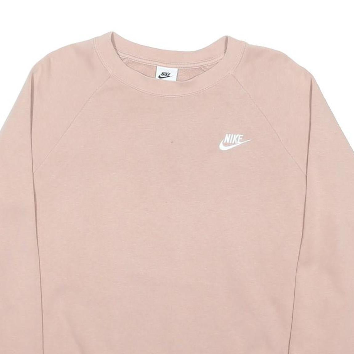 NIKE Womens Beige Sweatshirt Crew Neck L Cotton Blend Casual Pullover