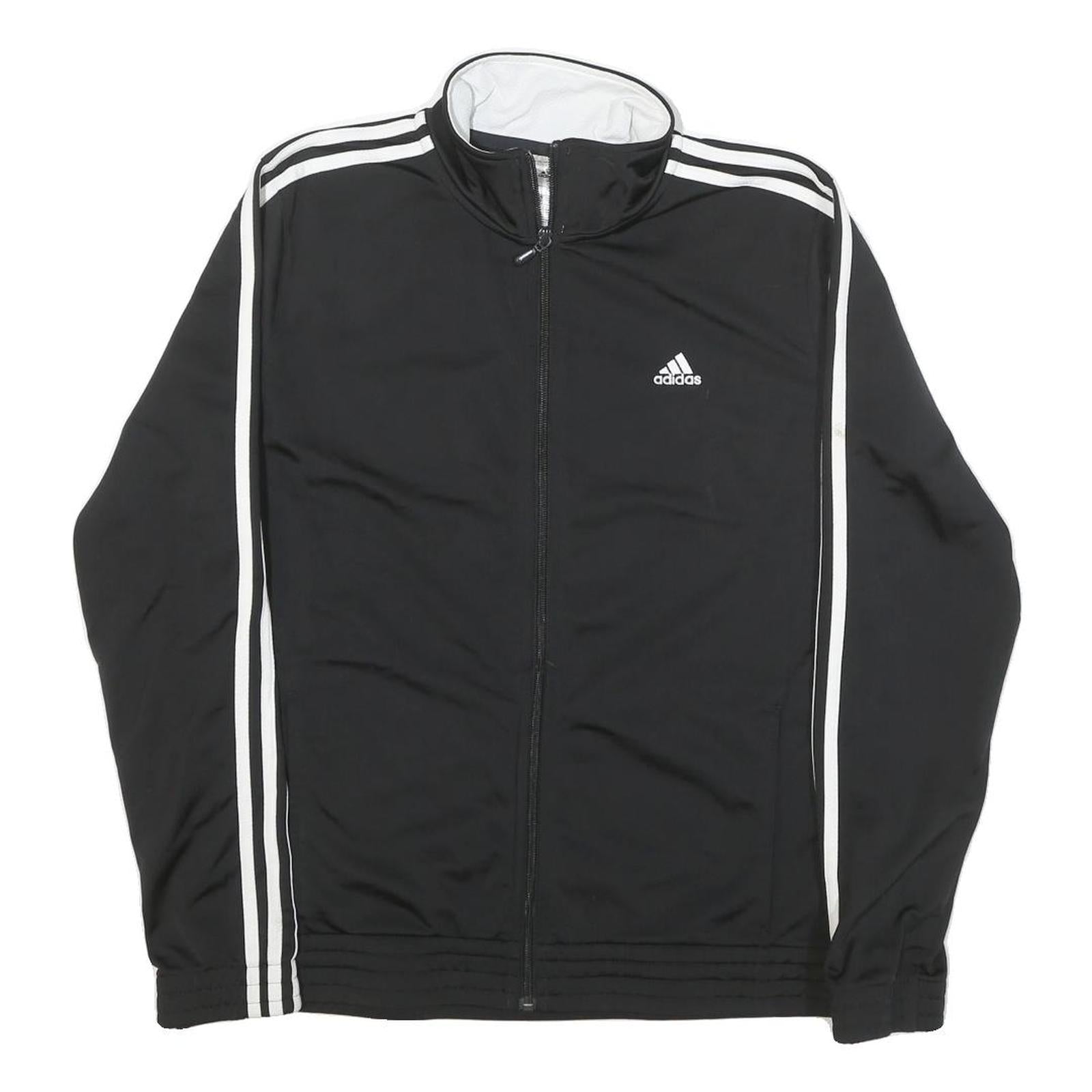 ADIDAS Womens Black & White Classic Zip Up Polyester Blend Track Jacket L