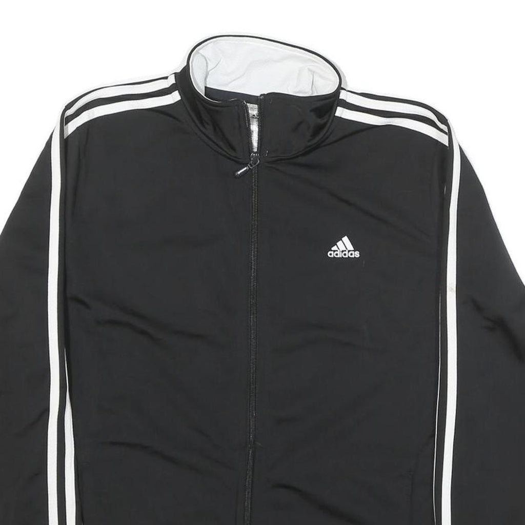 ADIDAS Womens Black & White Classic Zip Up Polyester Blend Track Jacket L