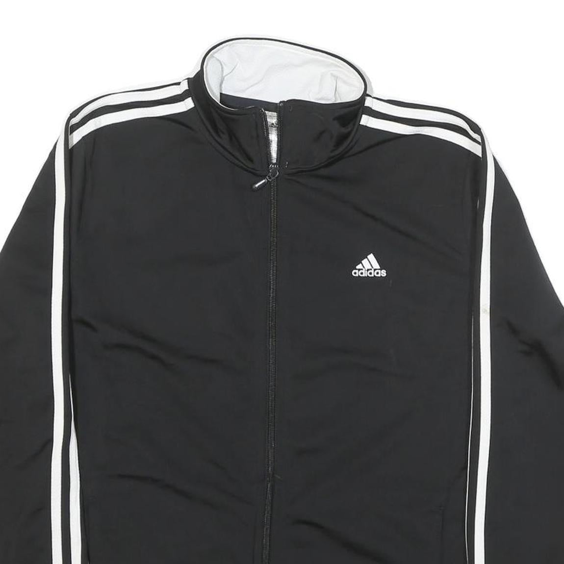 ADIDAS Womens Black & White Classic Zip Up Polyester Blend Track Jacket L