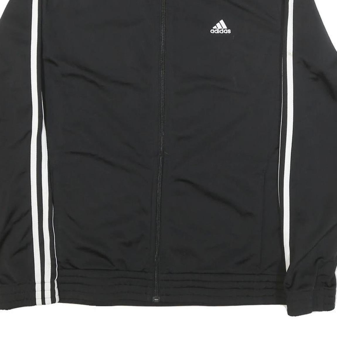 ADIDAS Womens Black & White Classic Zip Up Polyester Blend Track Jacket L