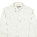 LEVI'S Womens White Shirt M Cotton Blend Button Up Long Sleeve Casual