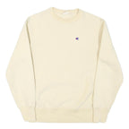 CHAMPION Mens Cream Crew Neck L Sweatshirt Cotton Blend Pullover Logo