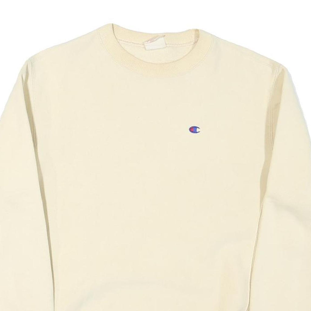 CHAMPION Mens Cream Crew Neck L Sweatshirt Cotton Blend Pullover Logo