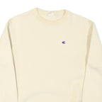 CHAMPION Mens Cream Crew Neck L Sweatshirt Cotton Blend Pullover Logo