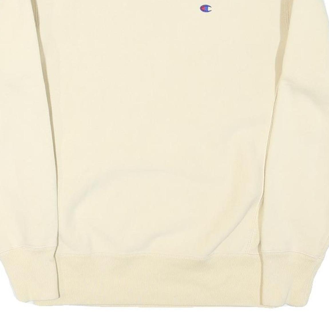 CHAMPION Mens Cream Crew Neck L Sweatshirt Cotton Blend Pullover Logo