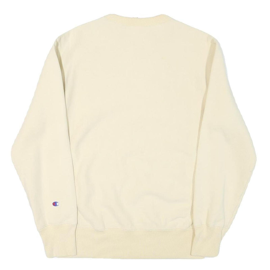 CHAMPION Mens Cream Crew Neck L Sweatshirt Cotton Blend Pullover Logo